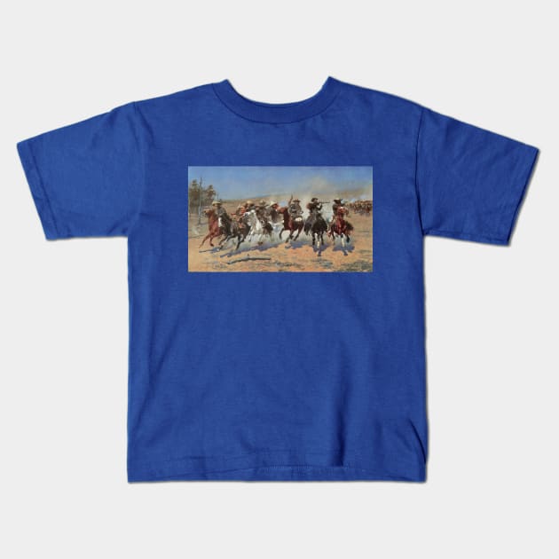 A Dash for Timber by Frederic Remington Kids T-Shirt by MasterpieceCafe